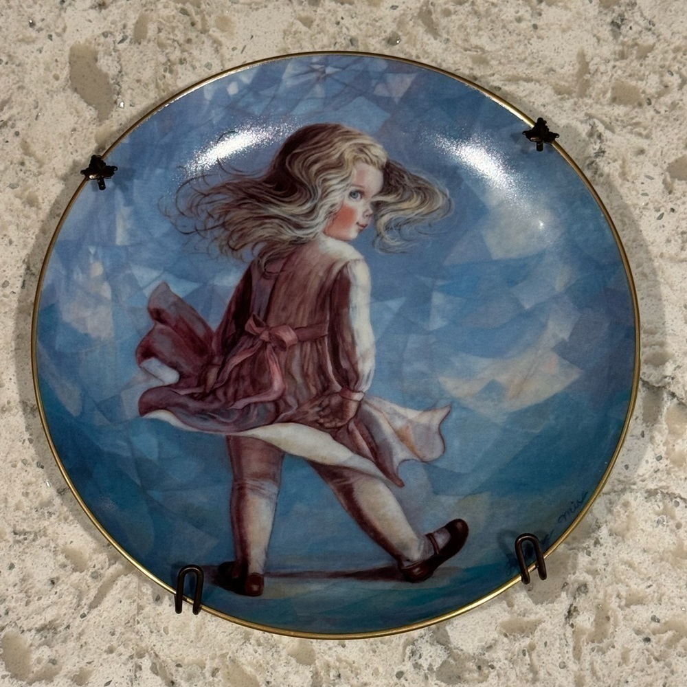 VINTAGE 1982~HACKETT AMERICAN~PORCELAIN COLLECTOR PLATE~"WINDY DAY"~VERY NICE~BR